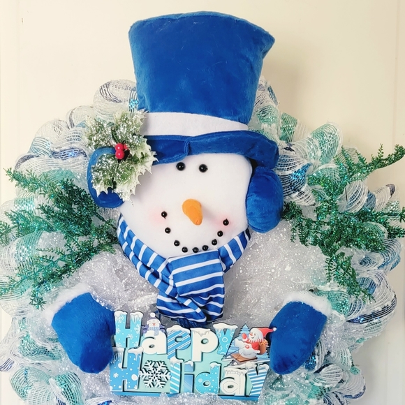 Christmas Snowman Wreath Winter Hanukkah - Picture 3 of 7
